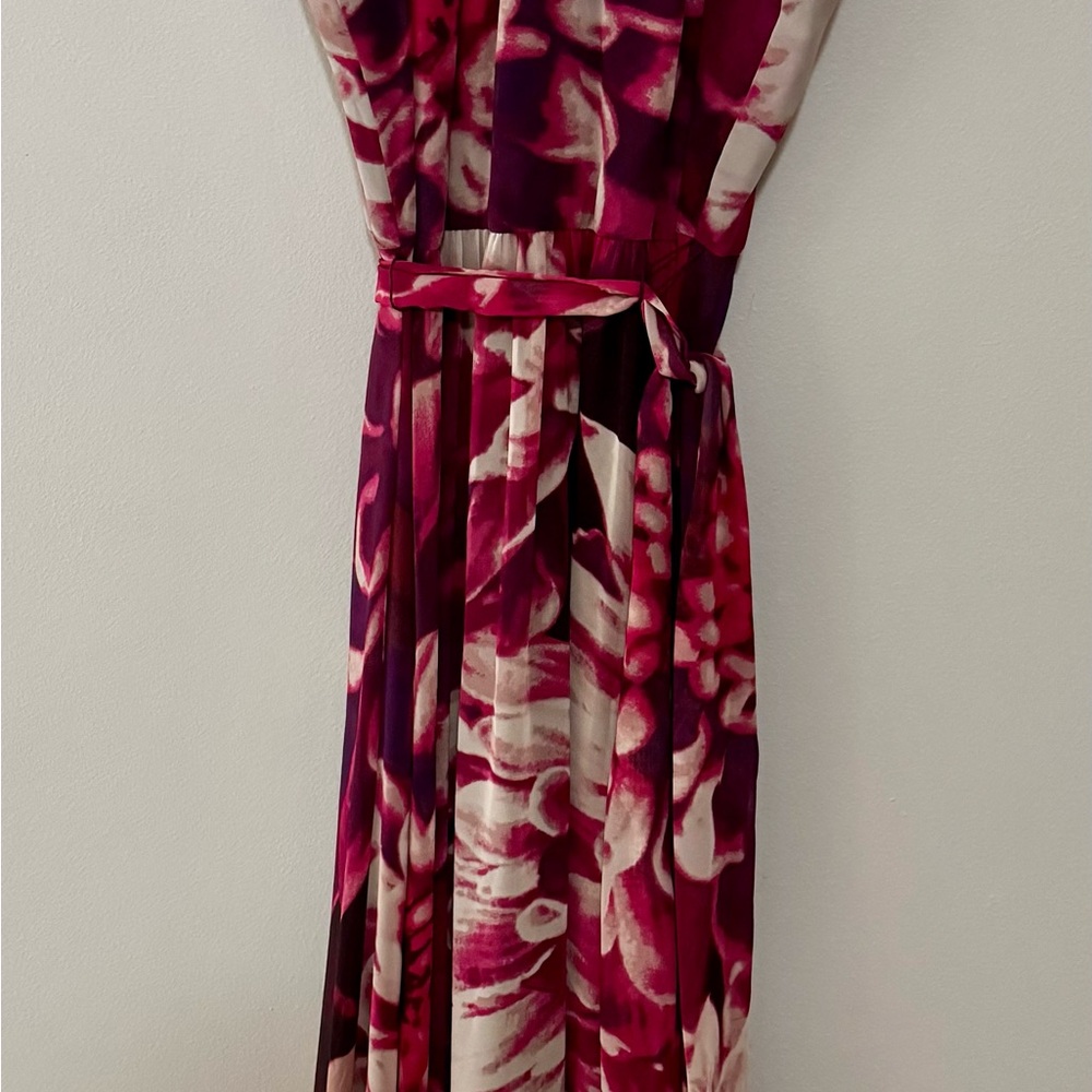INC International Concepts Red and White Wrap Maxi Dress Halter Top